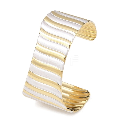 304 Stainless Steel Enamel Open Cuff Bangles BJEW-K288-01G-1