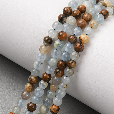 Natural Blue Calcite Beads Strands G-K427-A01-4mm-1