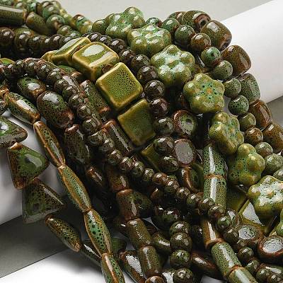 Handmade Porcelain Beads Strands PORC-B002-19A-1