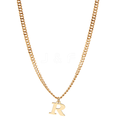 1Pc 304 Stainless Steel Letter Pendant Necklaces NJEW-LP0001-33R-G-1