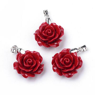 Dyed Synthetic Coral Pendants CORA-S023-17-1