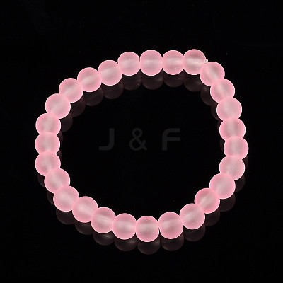 Stretchy Frosted Glass Beads Kids Bracelets for Children's Day BJEW-JB01768-06-1