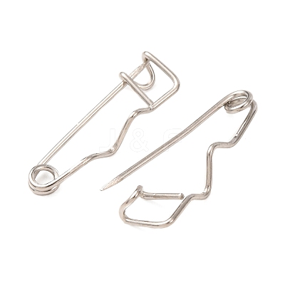 Iron Crimp Safety Pin Brooch Findings JEWB-Z050-01P-01-1
