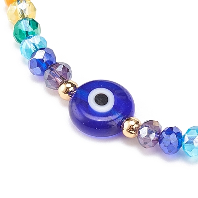 Lampwork Evil Eye & Glass Beaded Bracelet BJEW-JB08367-01-1