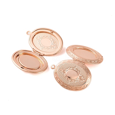 Rack Plating Brass Locket Pendants KK-K277-05RG-1