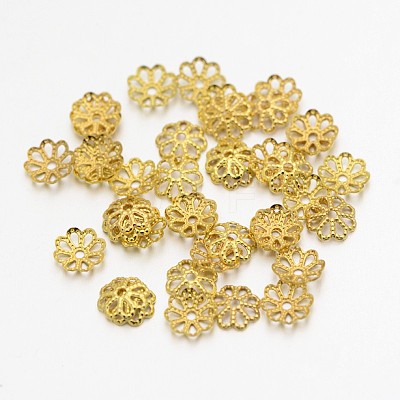 Filigree Multi-Petal Brass Bead Caps KK-N0088-07G-01-1