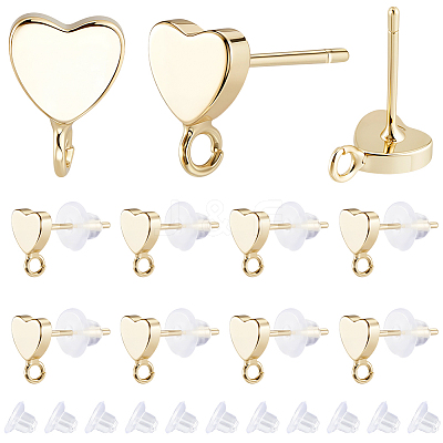 Brass Stud Earring Findings KK-BBC0028-29B-1