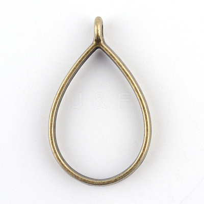 Rack Plating Alloy Teardrop Open Back Bezel Pendants PALLOY-S047-29F-FF-1