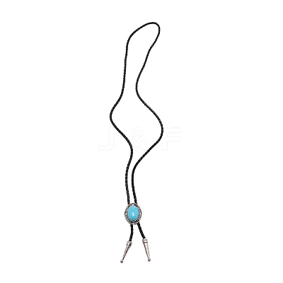 Oval Synthetic Turquoise Laria Necklace for Men Women NJEW-WH0011-17AS-1