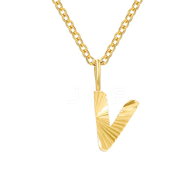 Personalized Stainless Steel Textured Alphabet Initial Pendant Necklaces for Women Men RF0956-22-1