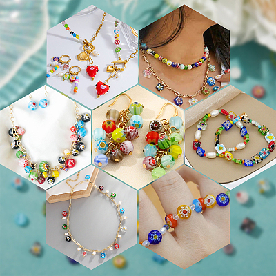 Handmade Millefiori Glass Bead Strands LAMP-LT0001-09C-1