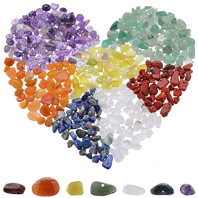 7 Strands 7 Styles Chakra Natural Gemstone Chip Beads Strands G-SC0002-76-1