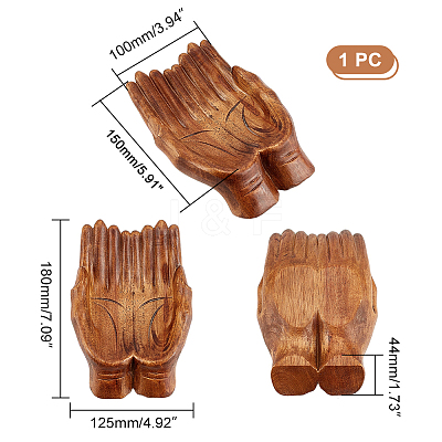 Wooden Buddha Hand Display Decorations AJEW-WH0304-38-1
