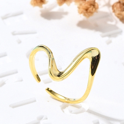 925 Sterling Silver Wave Cuff Rings RJEW-D300-02G-1