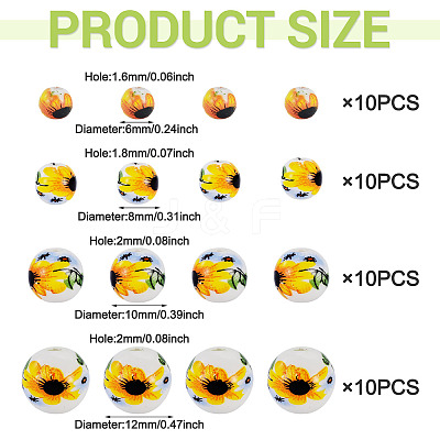 40Pcs 4 Styles Handmade Porcelain Beads PORC-TADJ0001-08A-1