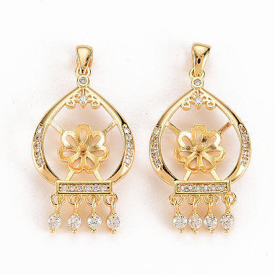 Brass Micro Pave Clear Cubic Zirconia Peg Bails Pendants KK-S356-280-NF-1
