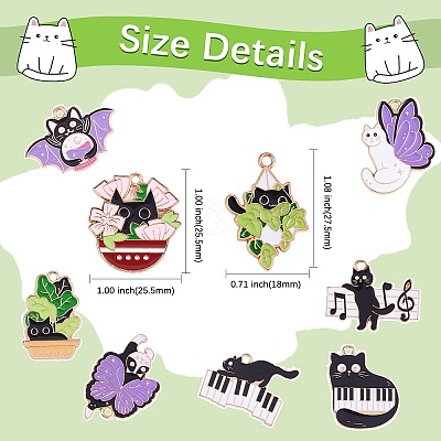 18Pcs 9 Styles Alloy Enamel Pendants ENAM-SZ0003-34-1