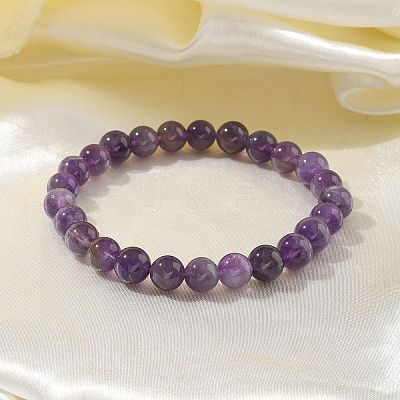 Natural Amethyst Bead Stretch Bracelets BJEW-K212-B-034-1