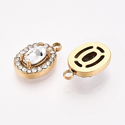 304 Stainless Steel Cubic Zirconia Charms STAS-OY004-01G-01-1