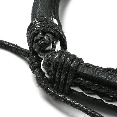 6Pcs 6 Style Adjustable Braided Imitation Leather Cord Bracelet Set with Waxed Cord for Men BJEW-F458-06-1