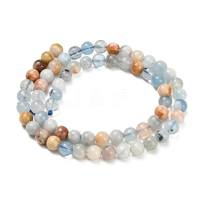 Natural Aquamarine Beads Strands X-G-F591-29A-6mm-04-1