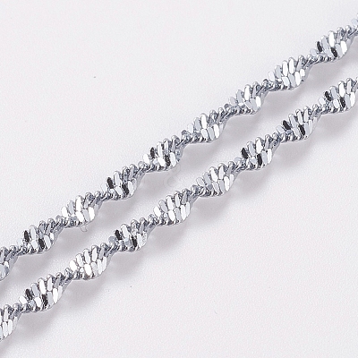 Non-Tarnish 201 Stainless Steel Singapore Chain Necklaces NJEW-D117-01P-1