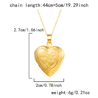 304 Stainless Steel Heart Openable Photo Locket Pendant Cable Chain Necklaces for Women WGFF668-02-1