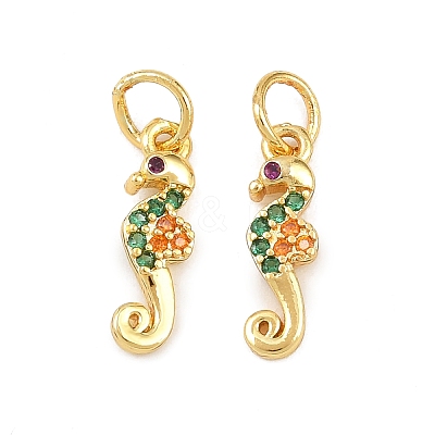 Brass Micro Pave Cubic Zirconia Charms KK-H093-17B-G-1