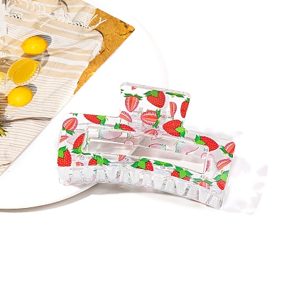 Rectangle Printed Plastic Claw Hair Clips PW-WG4034F-03-1
