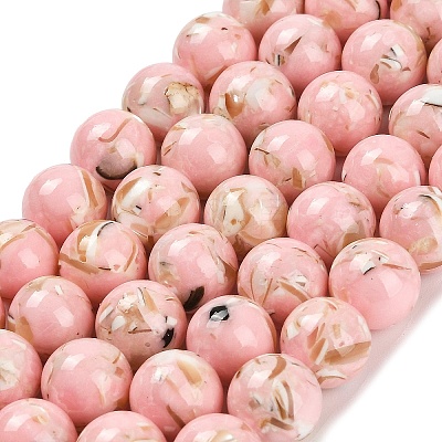 Assembled Synthetic Stone and Trochus Shell Beads Strands G-B128-08D-03-1