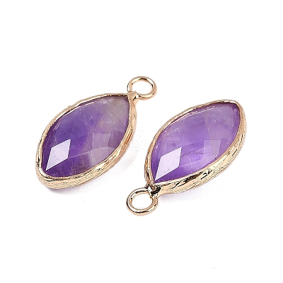 Natural Amethyst Faceted Pendants G-G193-01G-11-1