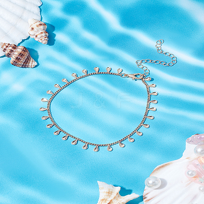 1Pc Brass Teardrop Charm Anklets AJEW-LP0007-17-1