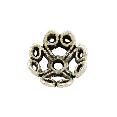 Tibetan Style Alloy 4-Petal Bead Caps TIBE-0561-AS-LF-1
