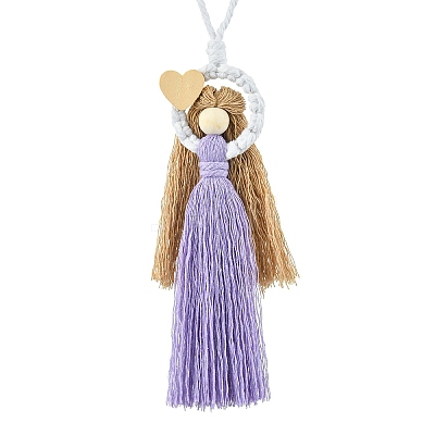 Handmade Macrame Cotton Angel Hanging Ornaments HJEW-JM02711-03-1