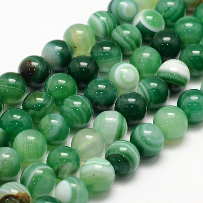 Natural Striped Agate/Banded Agate Bead Strands X-G-K155-B-8mm-08-1