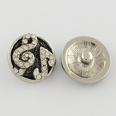 Platinum Plated Zinc Alloy Grade A Crystal Rhinestone Jewelry Snap Buttons X-ALRI-S003-62-1