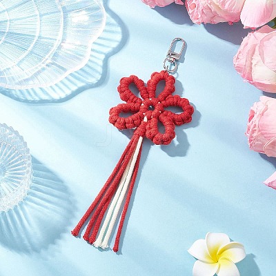 4Pcs Flower Cotton Threads Pendants Decorations HJEW-TA00399-1
