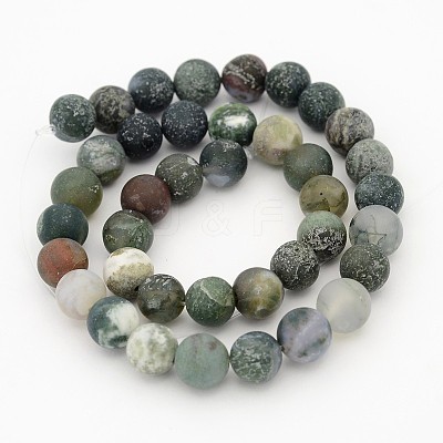 Frosted Round Natural Moss Agate Beads Strands G-J338-04-10mm-1