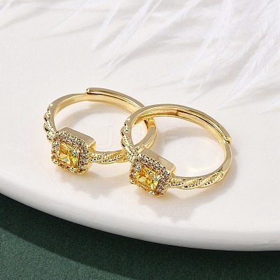 Brass Micro Pave Cubic Zirconia Finger Rings for Women RJEW-U049-04G-1
