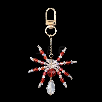 Halloween Spider Glass & 304 Stainless Steel Pendant Decorations HJEW-JM05040-1