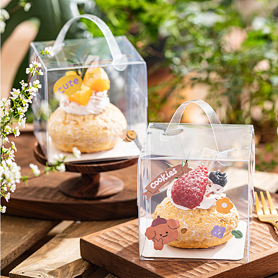 Foldable Transparent Plastic Single Cake Gift Packing Box CON-WH0084-42C-1