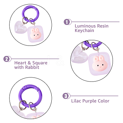 10Pcs Luminous Resin Keychain KEYC-DC0011-12-1