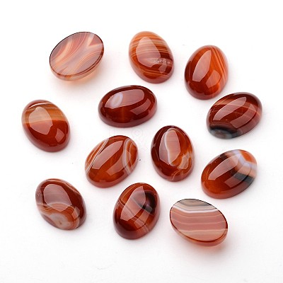 Natural Striped Agate/Banded Agate Oval Cabochons X-G-L394-02-18x13mm-1