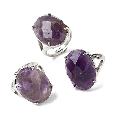 Natural Amethyst Finger Rings RJEW-C154-01I-1