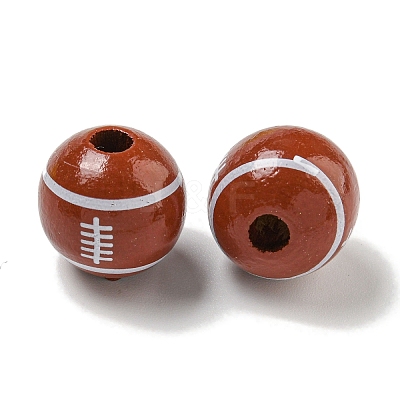Printed Wood European Beads WOOD-G022-11C-1