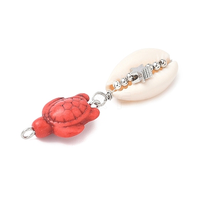 Natural Mixed Cowrie Shell Pendants PALLOY-JF03861-1