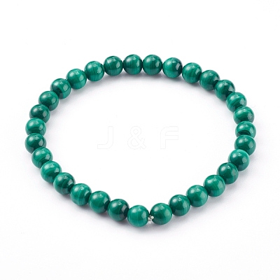 Natural Malachite Beaded Stretch Bracelets BJEW-JB05991-1