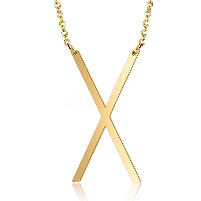 201 Stainless Steel Initial Pendants Necklaces NJEW-S069-JN004D-X-1