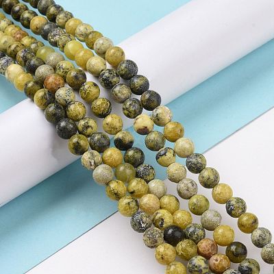 Natural Yellow Turquoise(Jasper) Beads Strands G-Q462-6mm-22-1