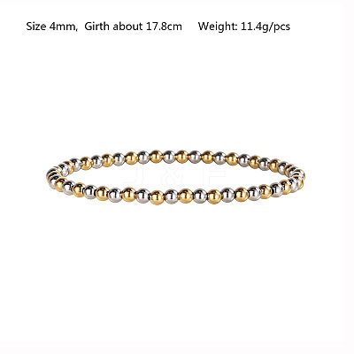 Hip-hop Style Waterproof 304 Stainless Steel Beads Stretch Bracelets for Women Men CT0530-1-1